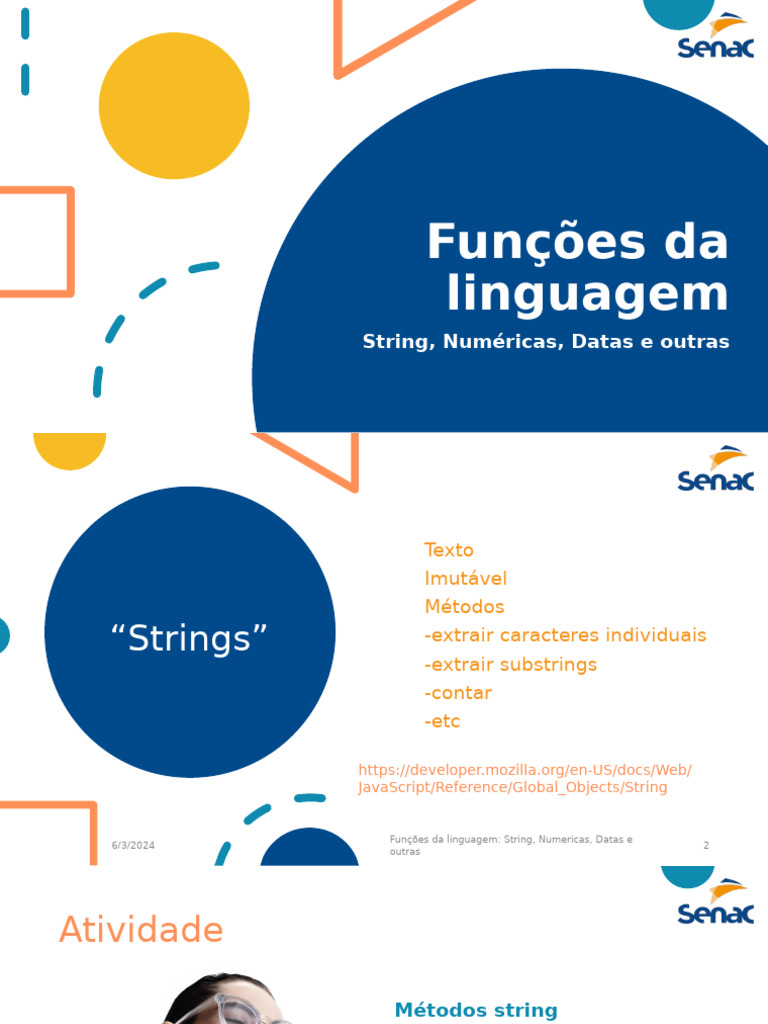 Funções de Strings e Números em JavaScript | PDF | String (Ciência da ...