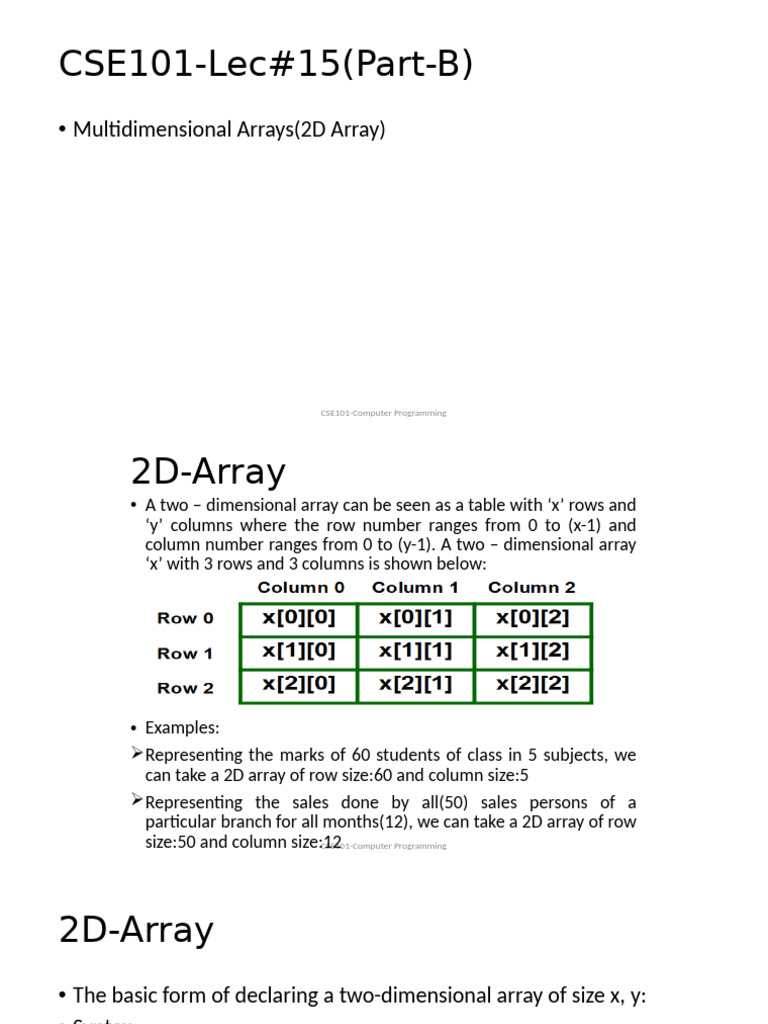 Understanding 2D Arrays in C/C++ | PDF | Software Development ...