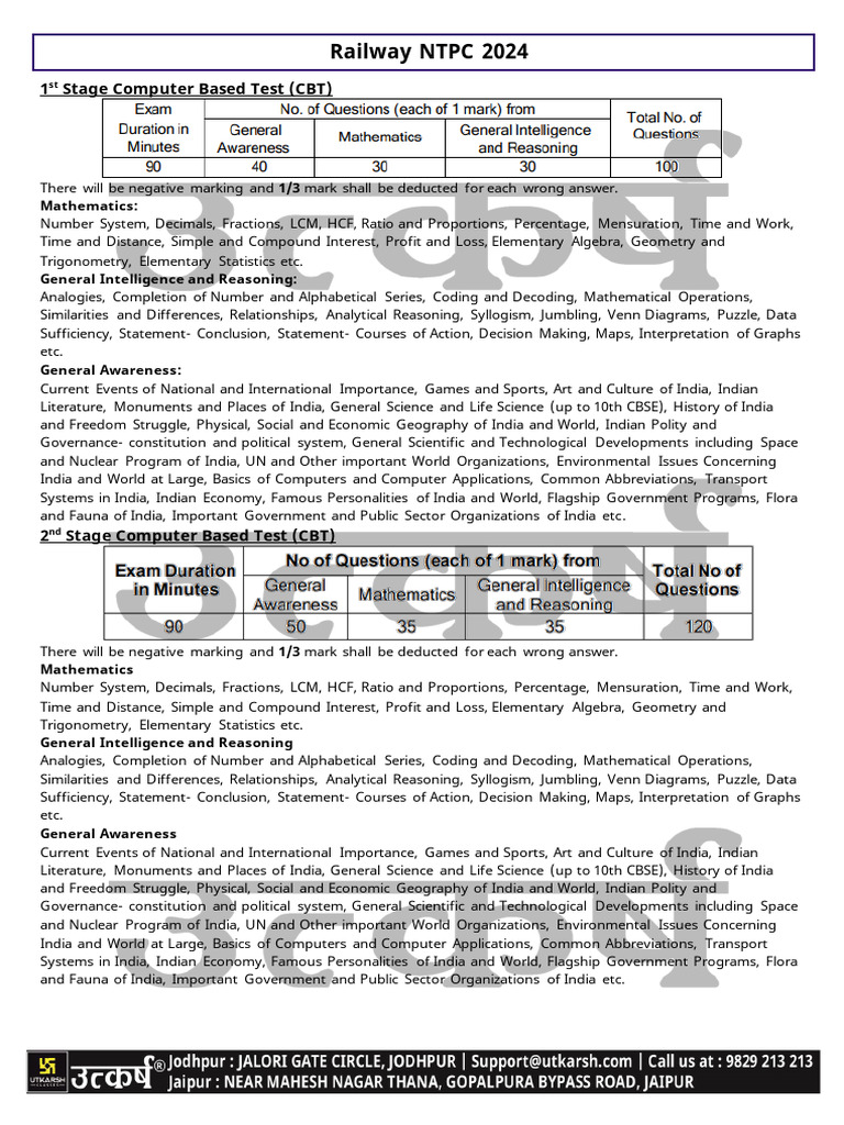 Railway NTPC 2024 CBT Exam Guide | PDF | Mathematics | Science
