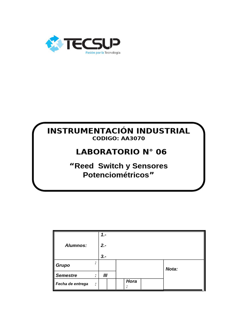 Lab 03 - Reed Switch - Potenciometrico | PDF | Cambiar | Resistor