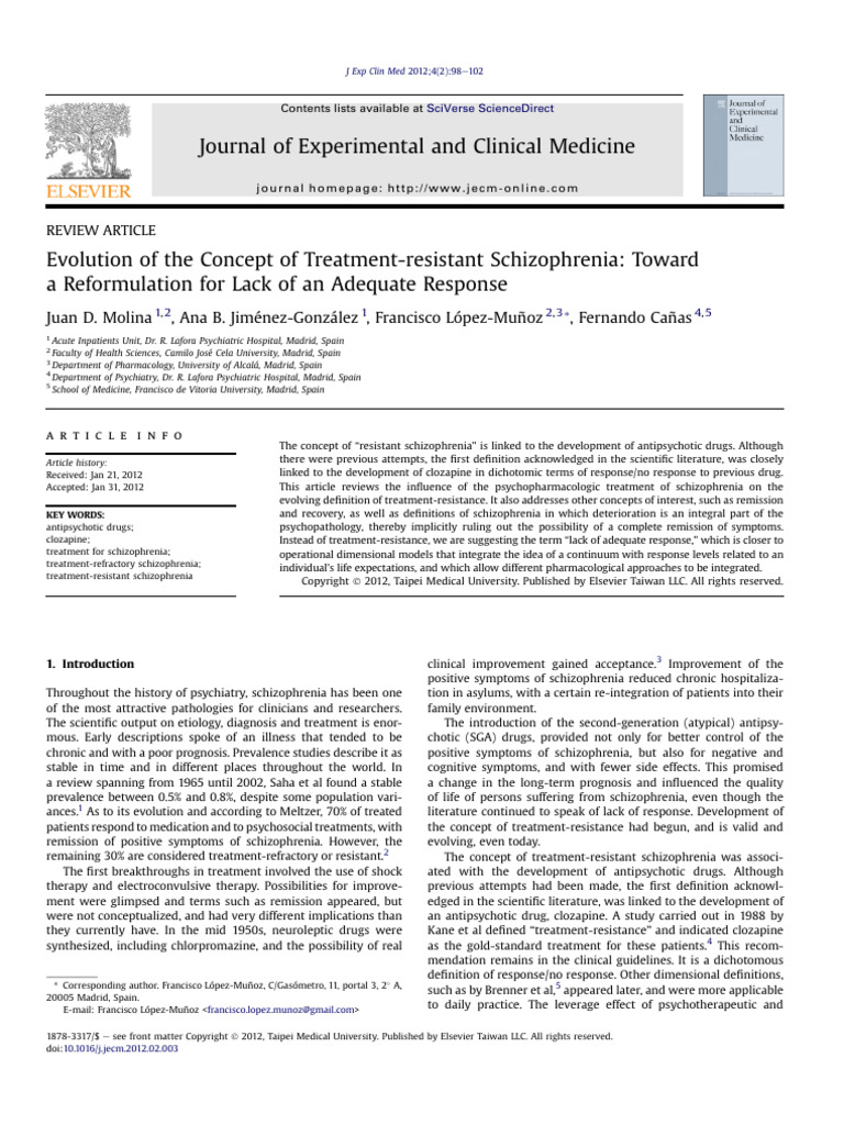 Journal of Experimental and Clinical Medicine | PDF | Schizophrenia ...