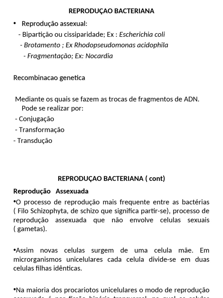 AULA 6-Reproducao, Classificacao e Nutricao Das Bacterias FARMACIA ...