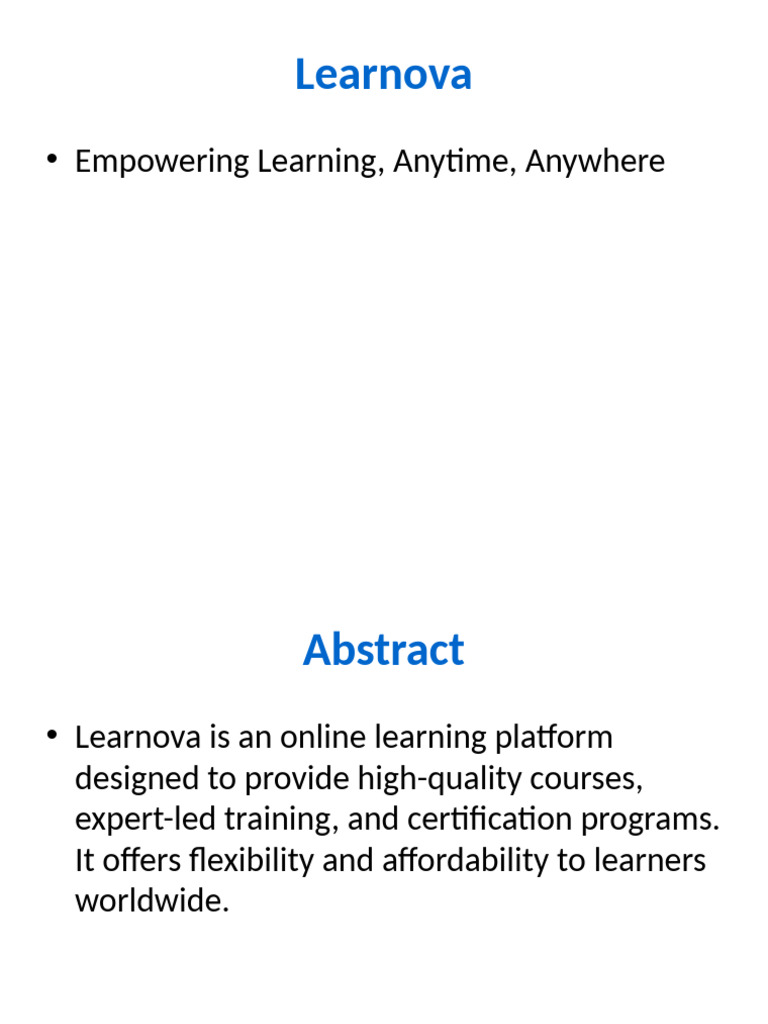 Learnova: Empowering Online Learning | PDF