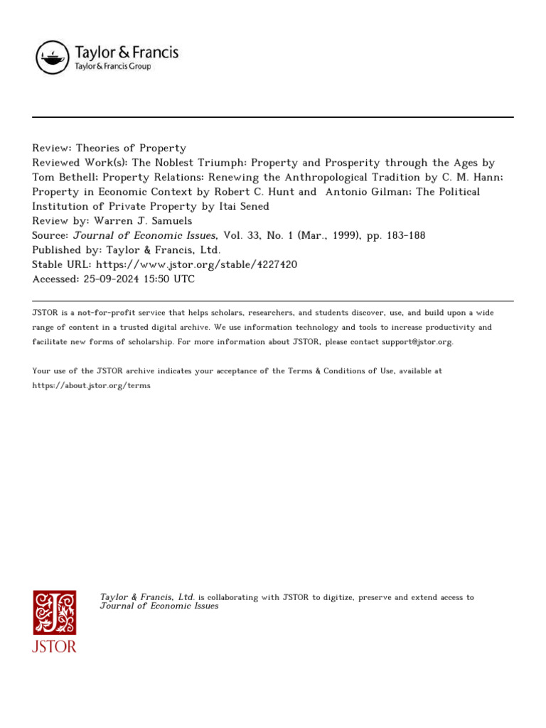 Samuels-TheoriesProperty-1999 | PDF | Property | Institutional Economics