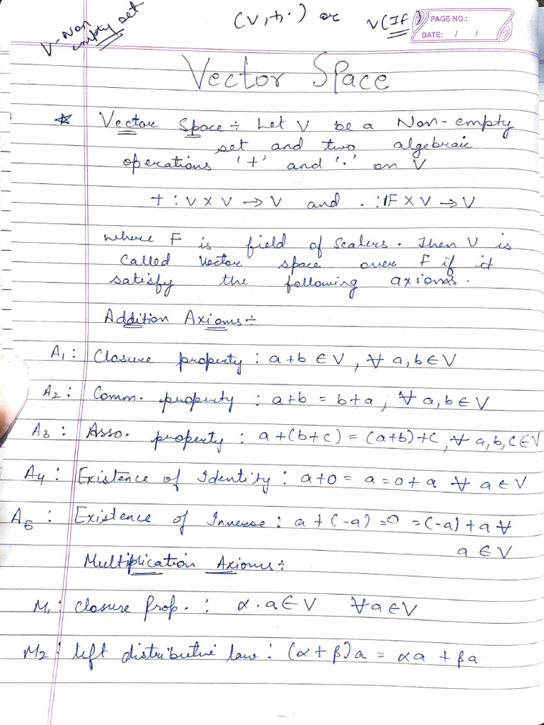 Vector Space Chapter Part 1 | PDF
