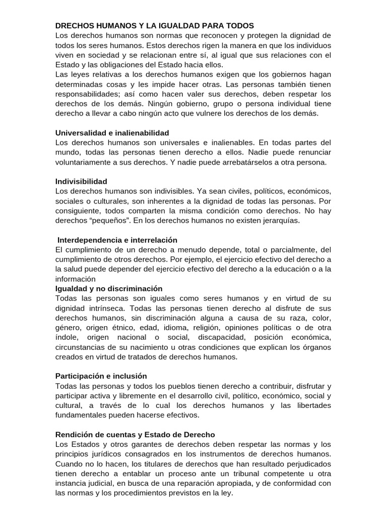 Drechos Humanos y La Igualdad para Todos | PDF | Derechos humanos ...