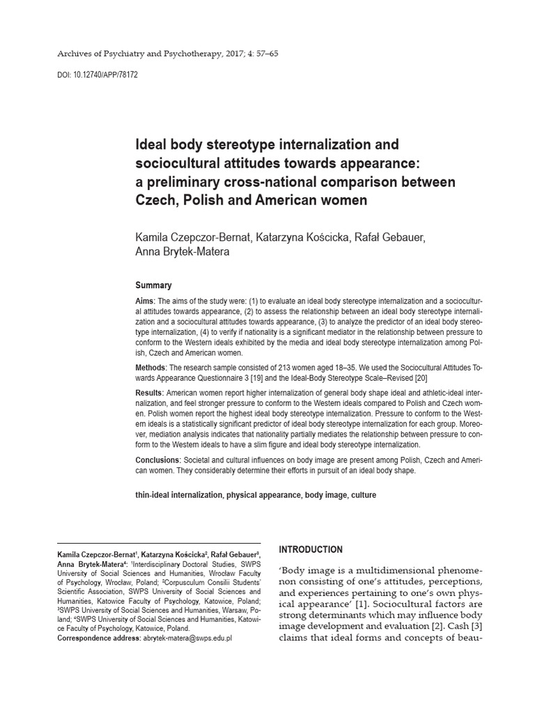 Body Image and Culture in Women Study | PDF | Body Image | Stereotypes