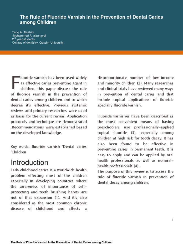The Rule of Fluoride Varnish in The Prevention of Dental Caries Among