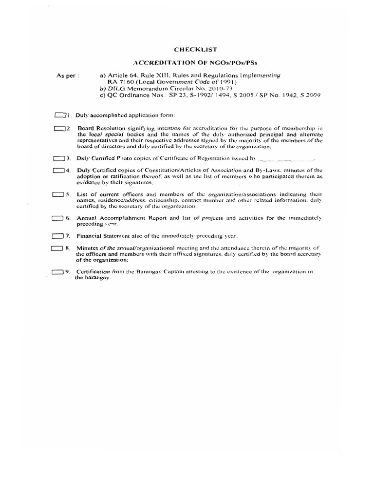 Accreditation of NOGs POs PSs Form | PDF