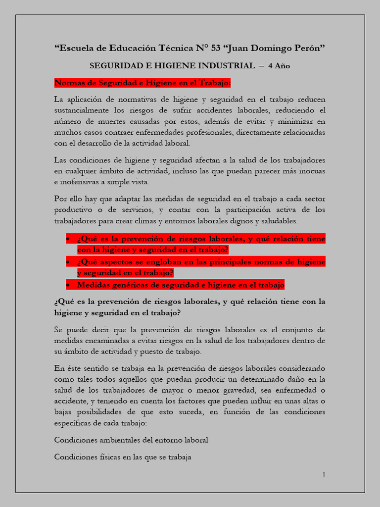 Normas de Seguridad e Higiene Laboral | PDF | Seguridad y salud ...