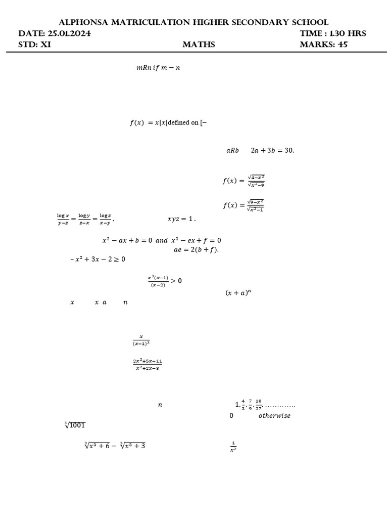 XL Chapter 1,2,5 - 5 Mark Qns. 25-01-2024 | PDF | Numbers | Function ...