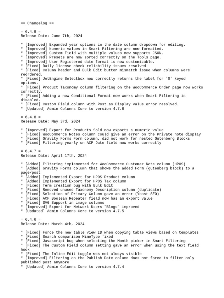 changelog | PDF | Php | Word Press