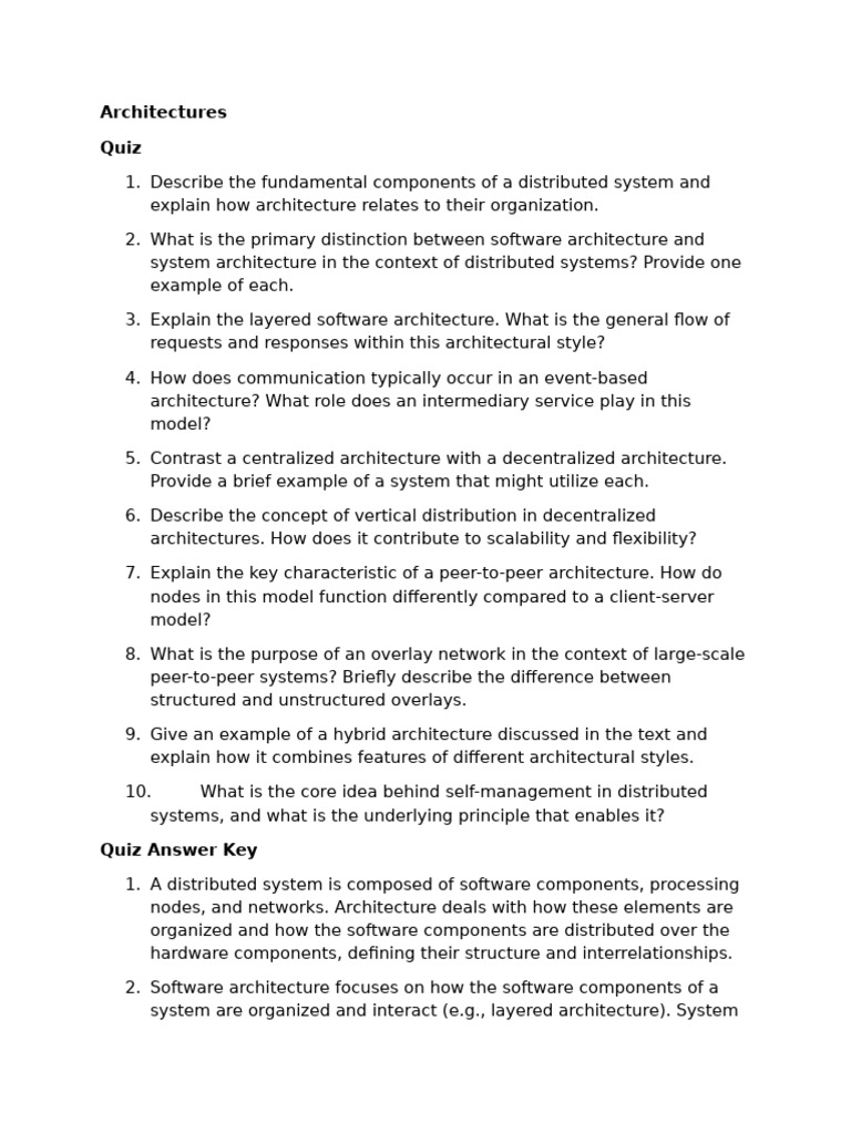 Distributed Systems Architectures - Study Guide | PDF | Peer To Peer ...