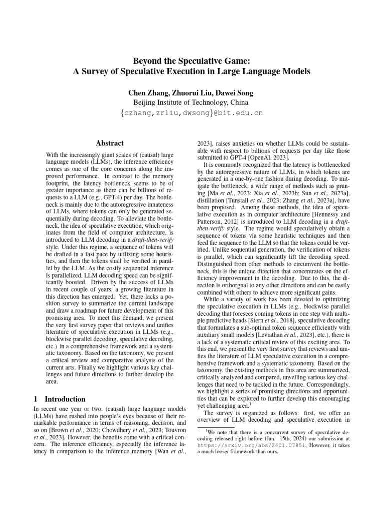 Survey of Speculative Decoding in LLMs | PDF