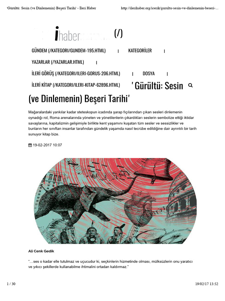 'Gürültü: Sesin (Ve Dinlemenin) Beşeri Tarihi' - İleri Haber | PDF