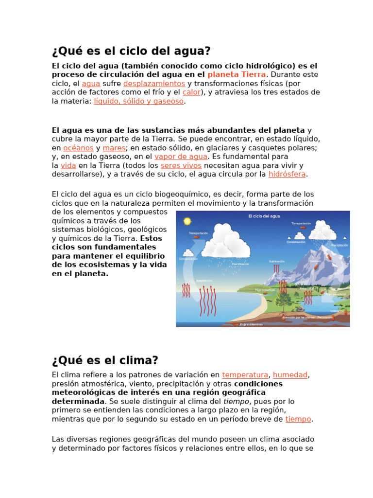 Ciclo del agua y su importancia ambiental | PDF | Agua | El ciclo del agua
