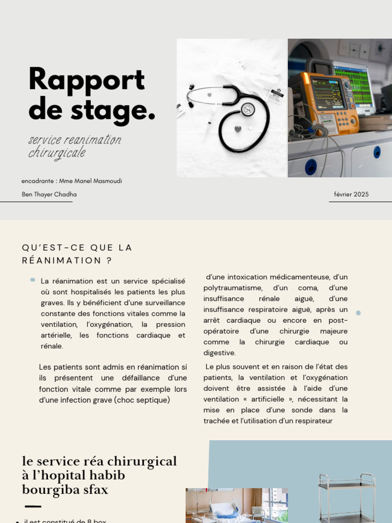 Rapport de stage en réanimation chirurgicale | PDF | Transfusion ...
