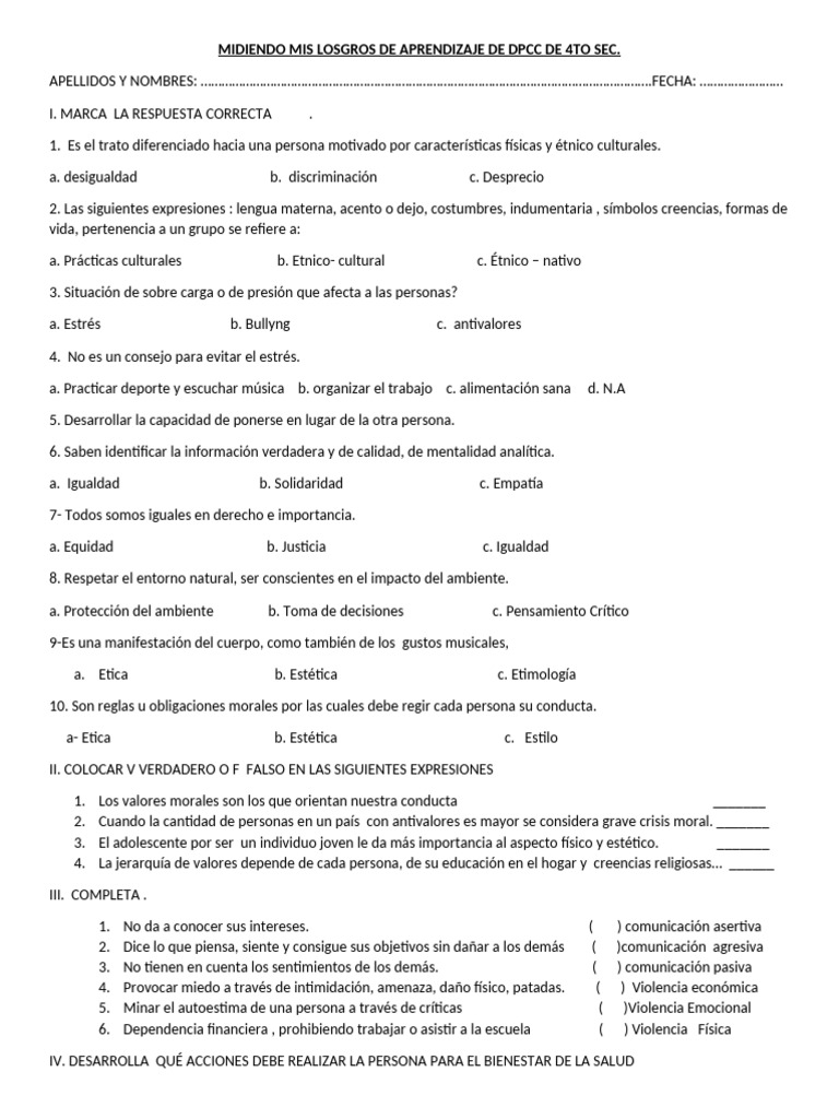 Evaluación de Aprendizajes en DPCC | PDF | Constitución | Derechos humanos