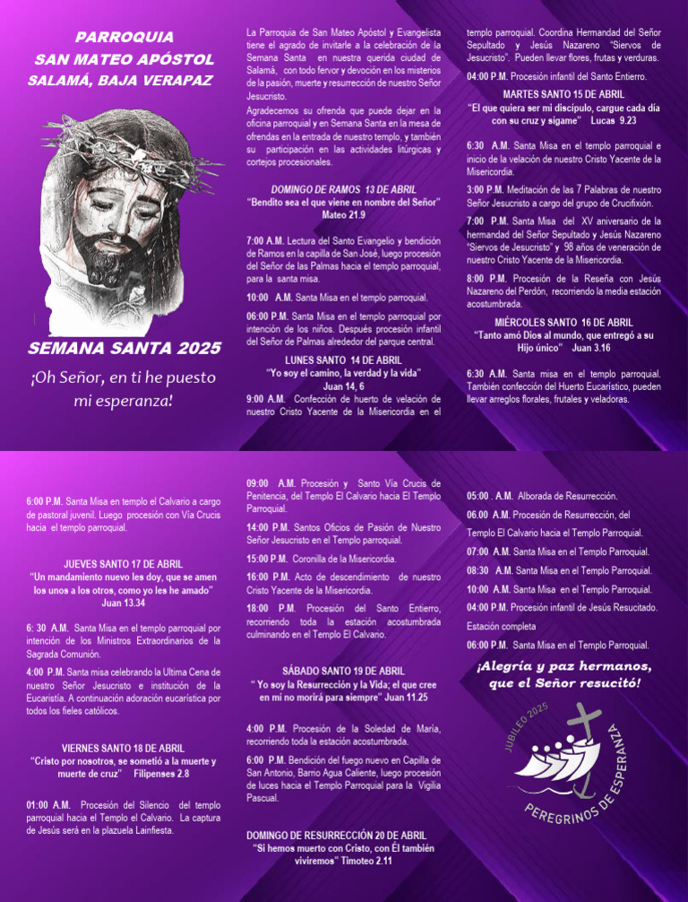 Semana Santa 2025 en Salamá | PDF | eucaristía | Cristo (título)