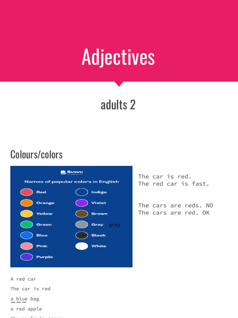 Adjectives and Routines | PDF
