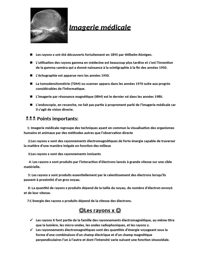 Fonctionnement des rayons X en imagerie PDF Imagerie médicale Rayon X — free download