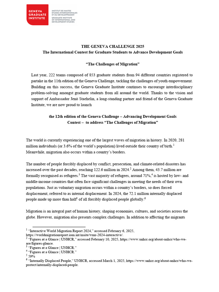 Geneva Challenge 2025: Migration Issues | PDF | Refugee | Human Migration