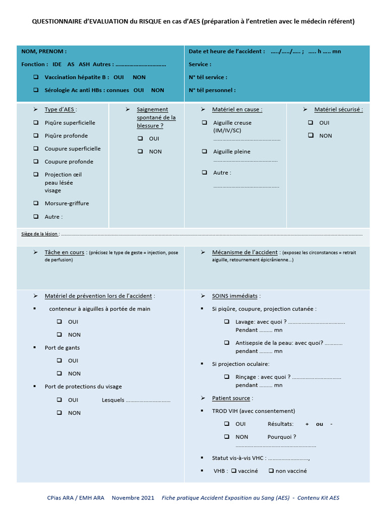 Questionnaire d'Évaluation AES | PDF | Santé publique | Sciences de la ...