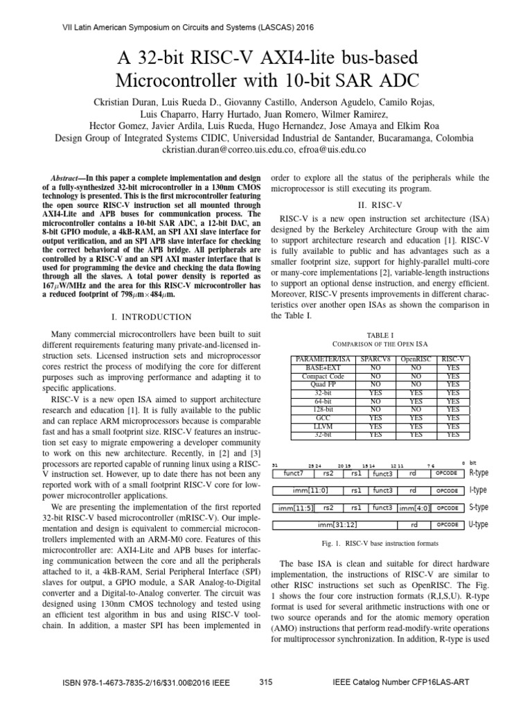 32-bit RISC-V Microcontroller Design | PDF | Electrical Engineering ...
