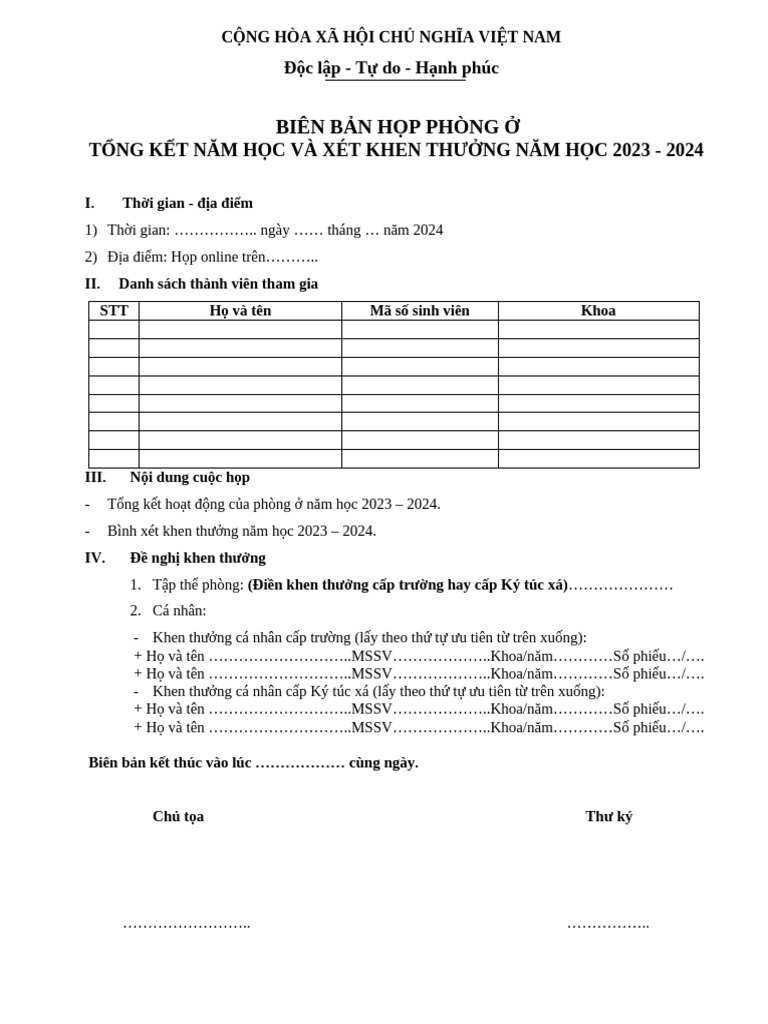 Biên Bản Họp Phòng | PDF