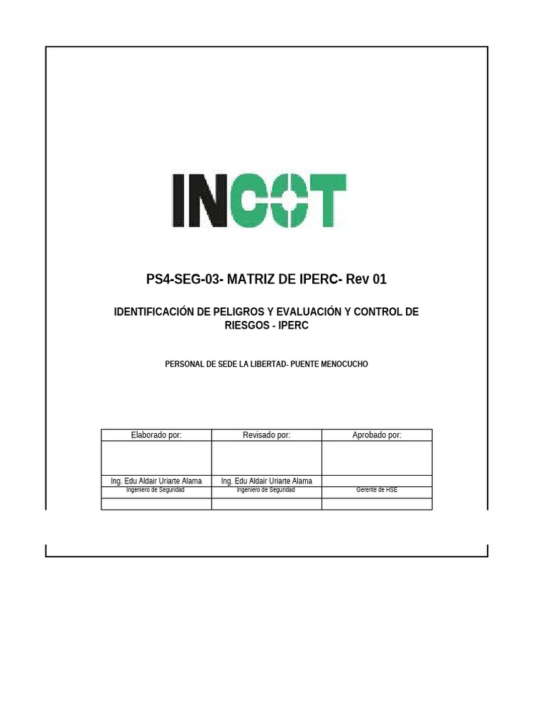 Ps4-Seg-03 Matriz de Iperc. | PDF | Riesgo