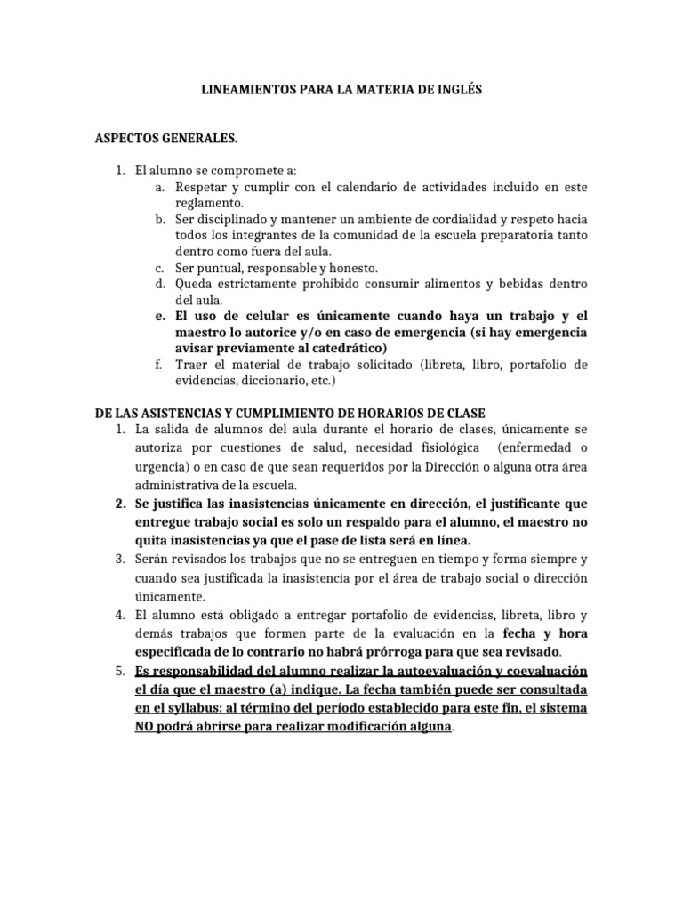 Reglamento - Prepa 1 | PDF