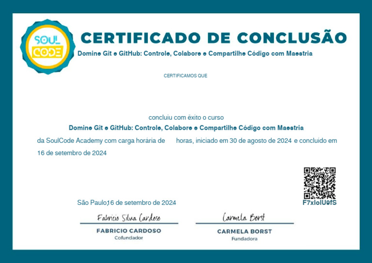 Certificado de Curso Git e GitHub | PDF