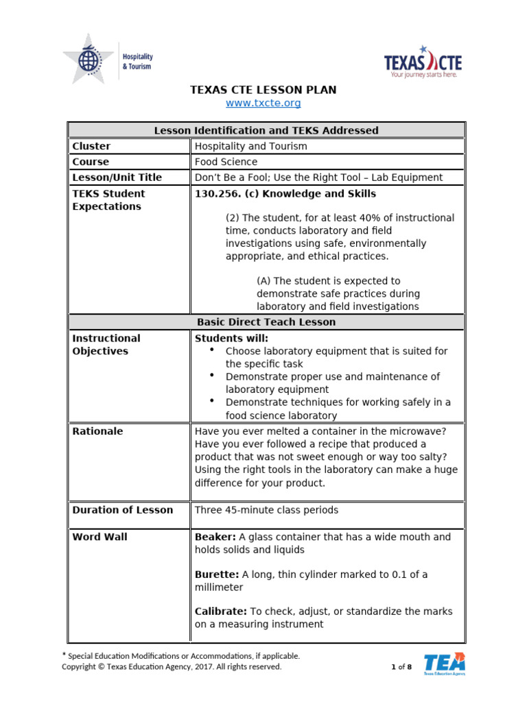 Lesson Plan Don't Be A Fool Use The Right Tool - Lab Equipment - 10 - 0 ...