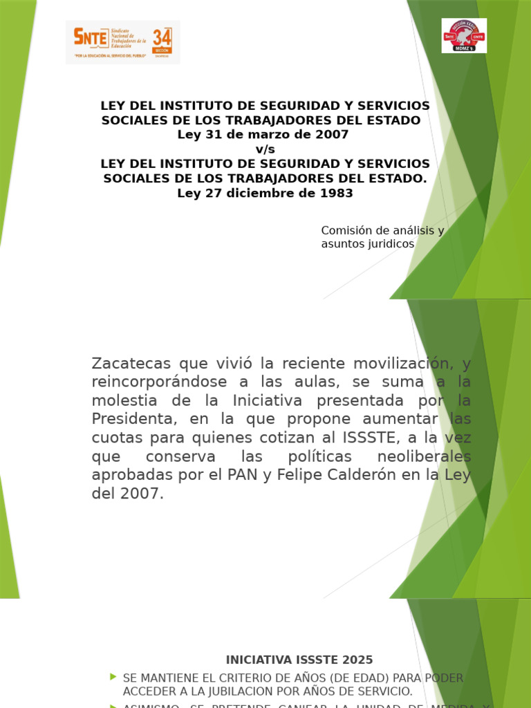 Análisis de la Ley ISSSTE y sus Reformas | PDF | Pensión | Jubilación