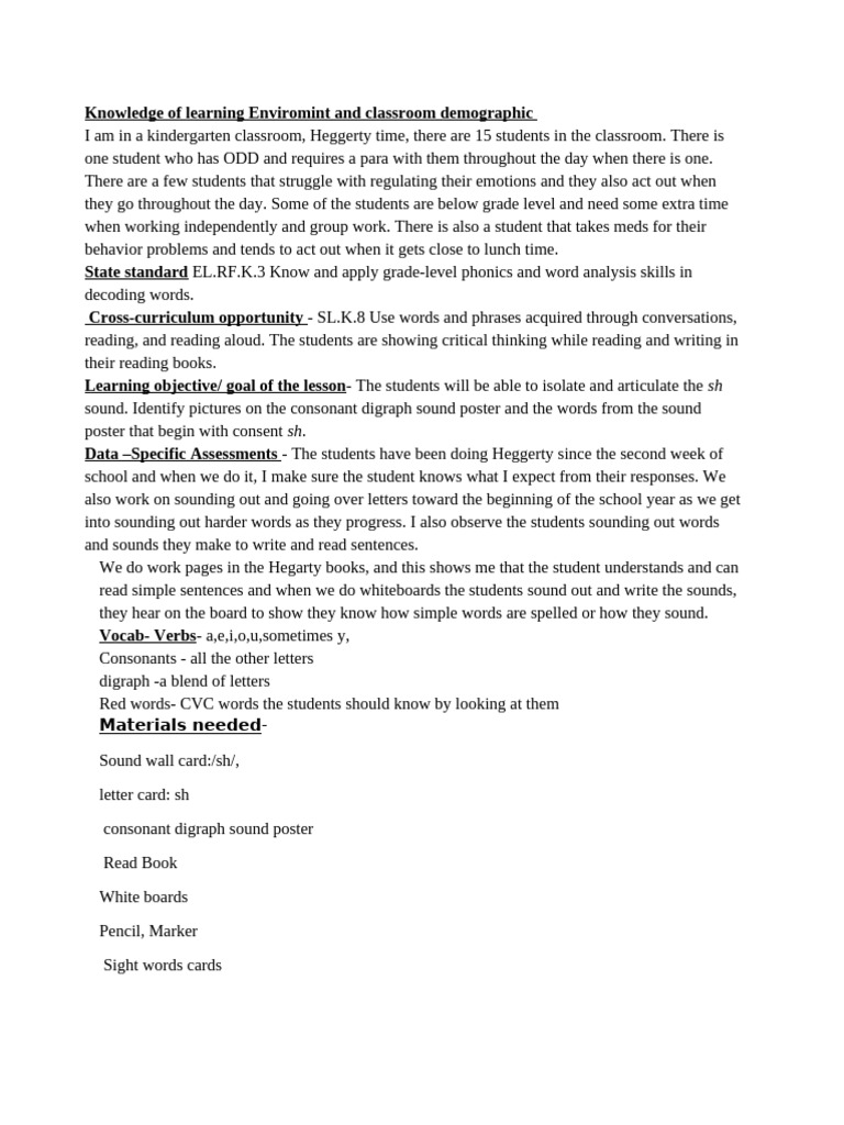 Task 2 lesson plan | PDF | Phonics | Learning