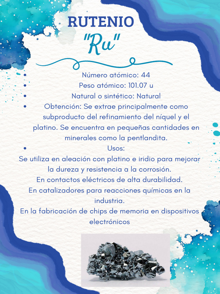 Propiedades y Usos del Rutenio y Rodio | PDF