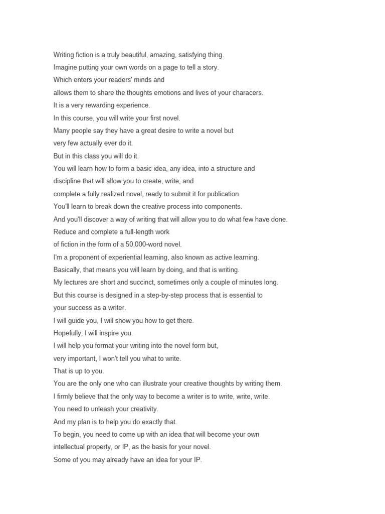 NOVEL WRITING COURSERA - David | PDF | Experience | Thought