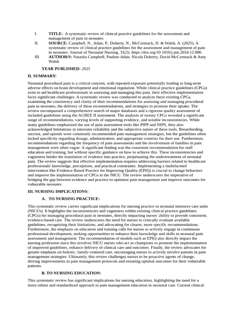 A Systematic Review of Clinical Practice Guidelines For The Assessment ...