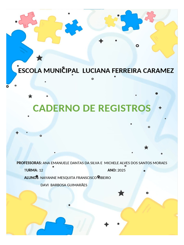 Capa para Caderno de Registros 2025 | PDF