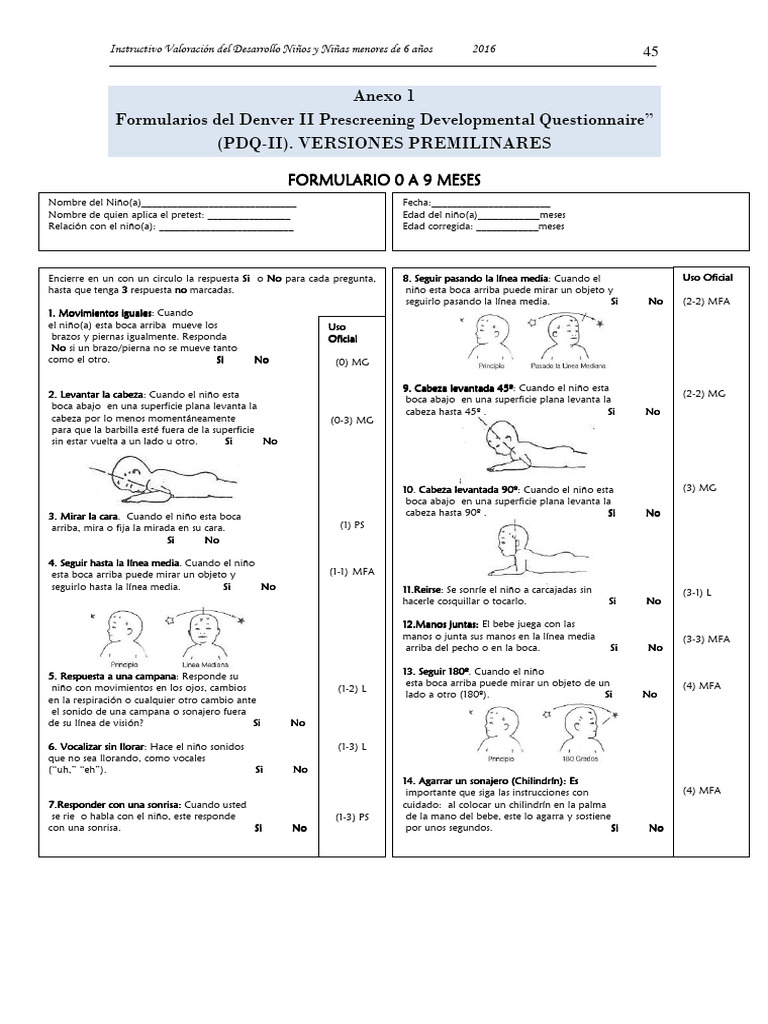 Formularios Denver II para Evaluación Infantil | PDF