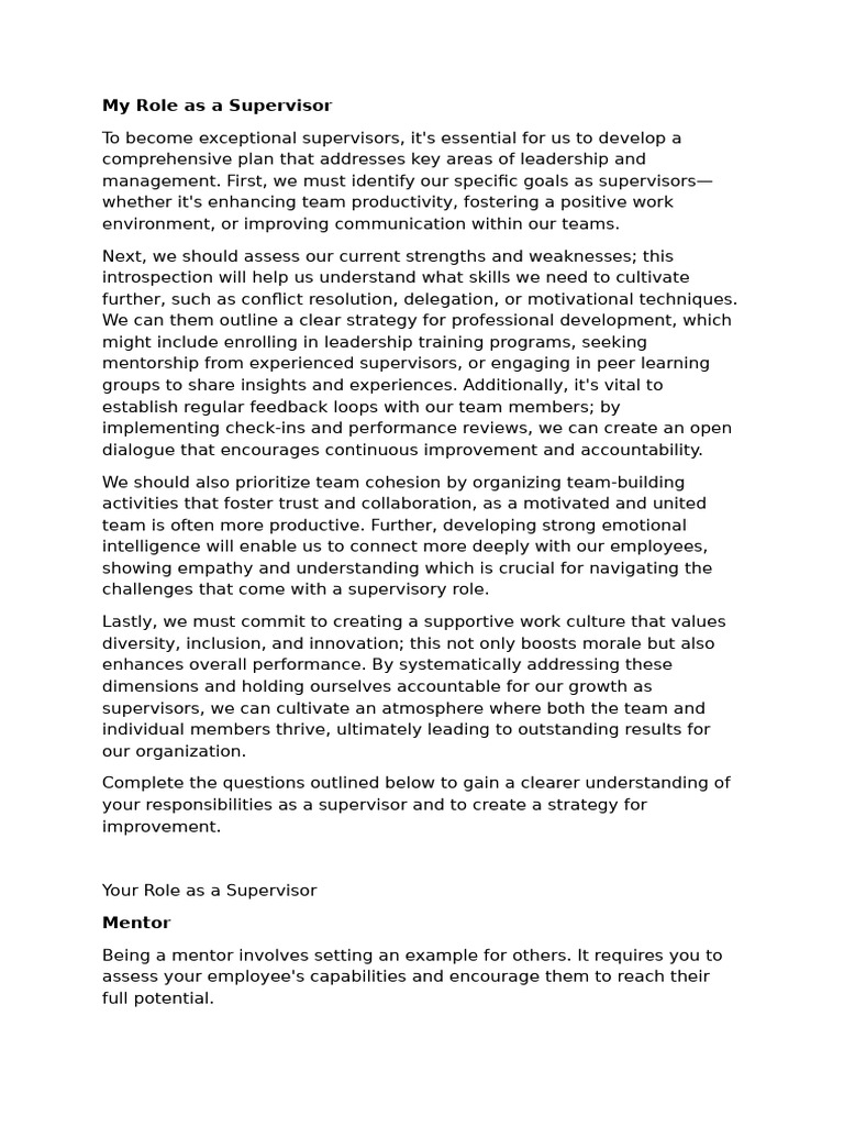 Effective Supervisory Strategies for Success | PDF | Mentorship ...