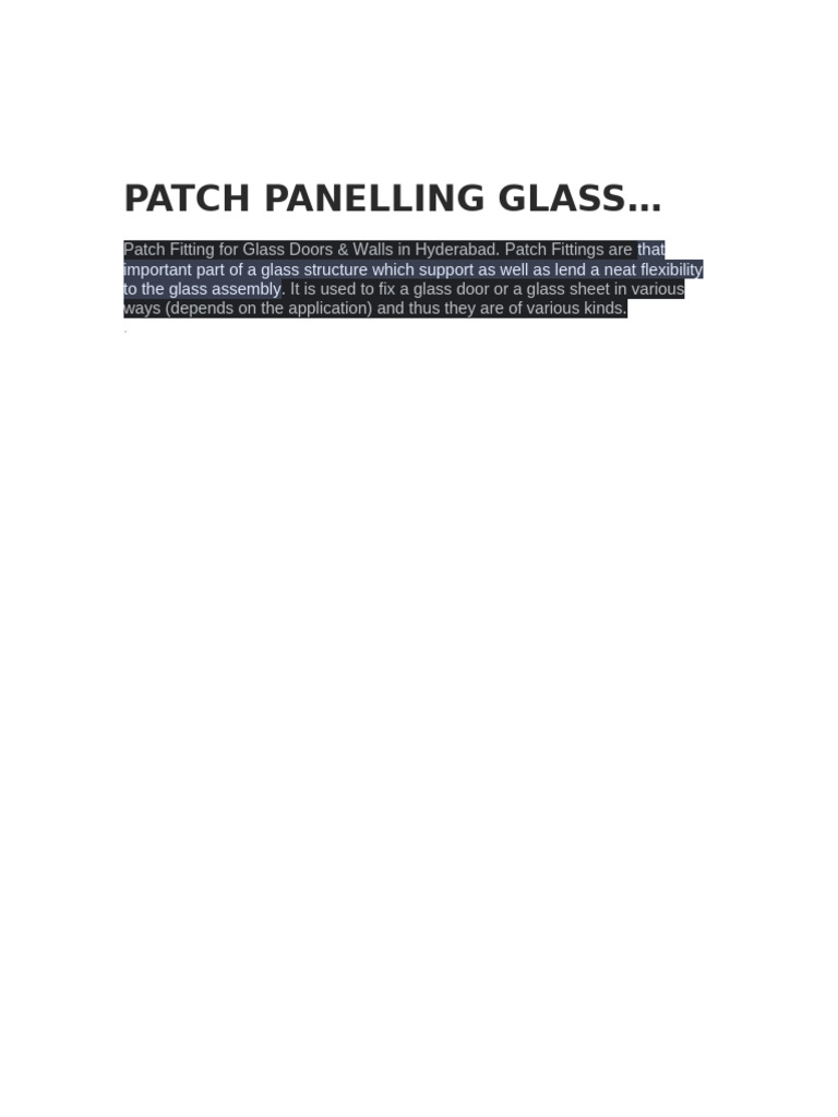Glass Patch Fittings Overview | PDF