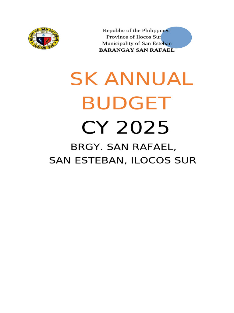 SK Annual Budget 2025 - Barangay San Rafael | PDF