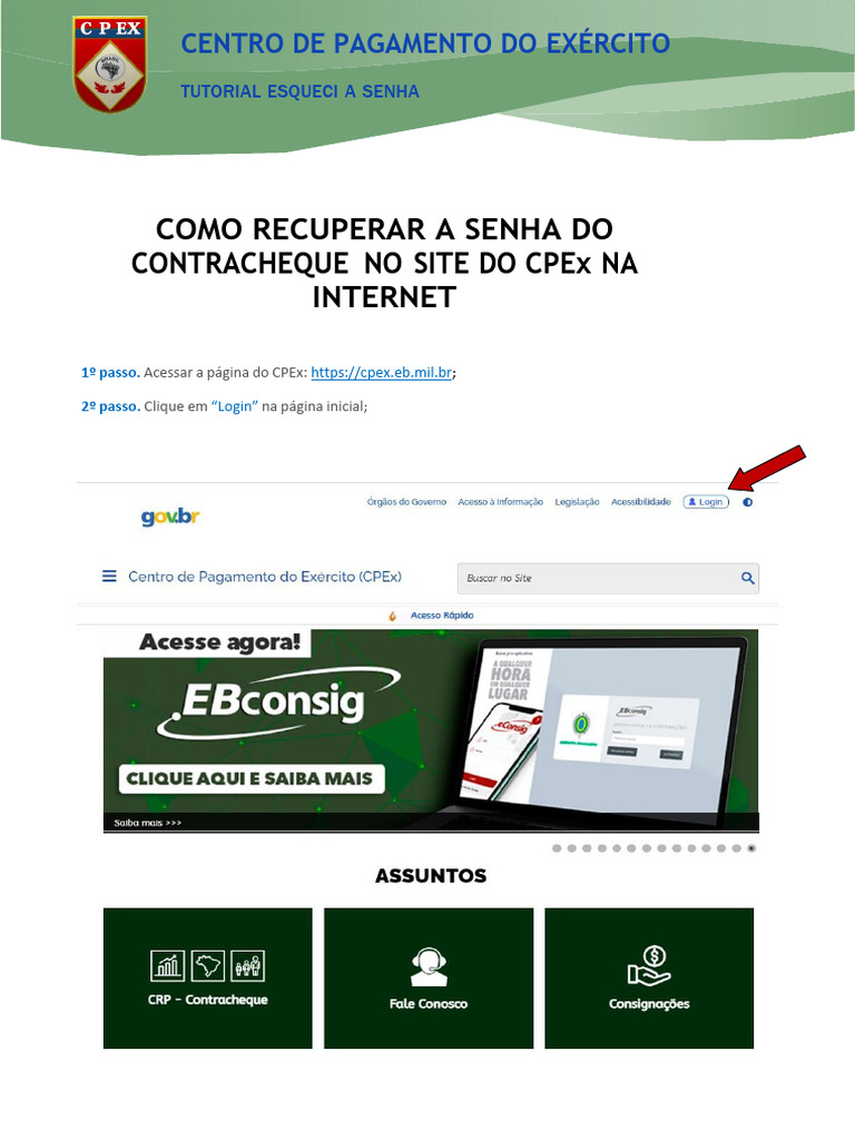 Recuperação de Senha do Contracheque CPEx | PDF