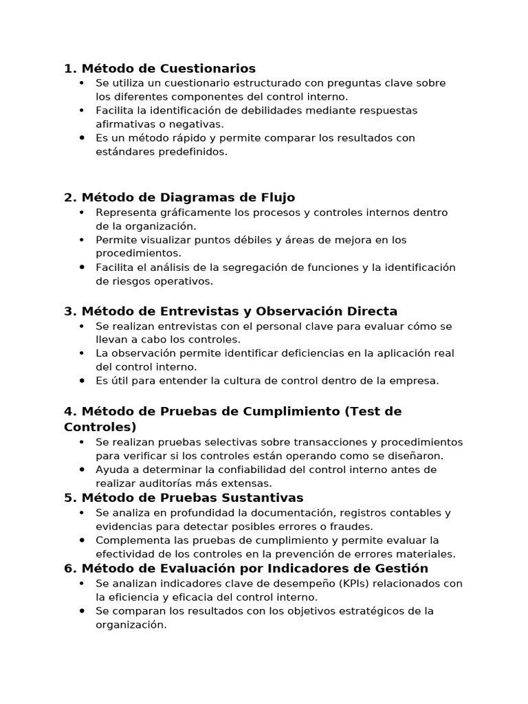 Metodos de Evaluacion de Un Sistema de Contro Interno | PDF | Auditoría ...