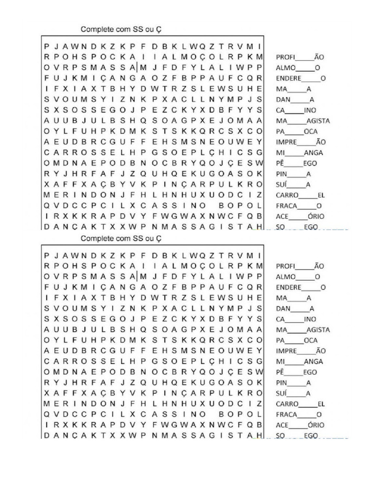 Caça Palavras Ss | PDF