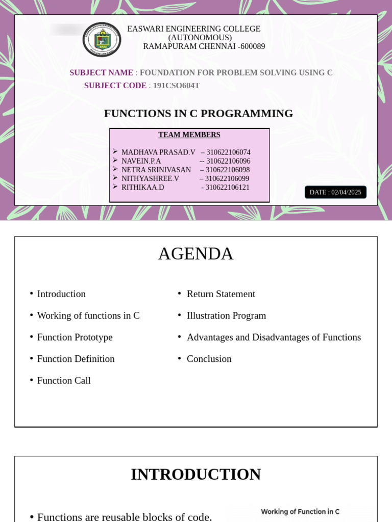 Functions in C Programming Overview | PDF | Parameter (Computer ...