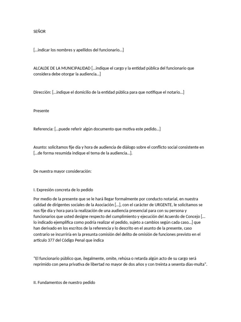 Solicitud de Audiencia Urgente al Alcalde | PDF | Justicia | Crimen y ...