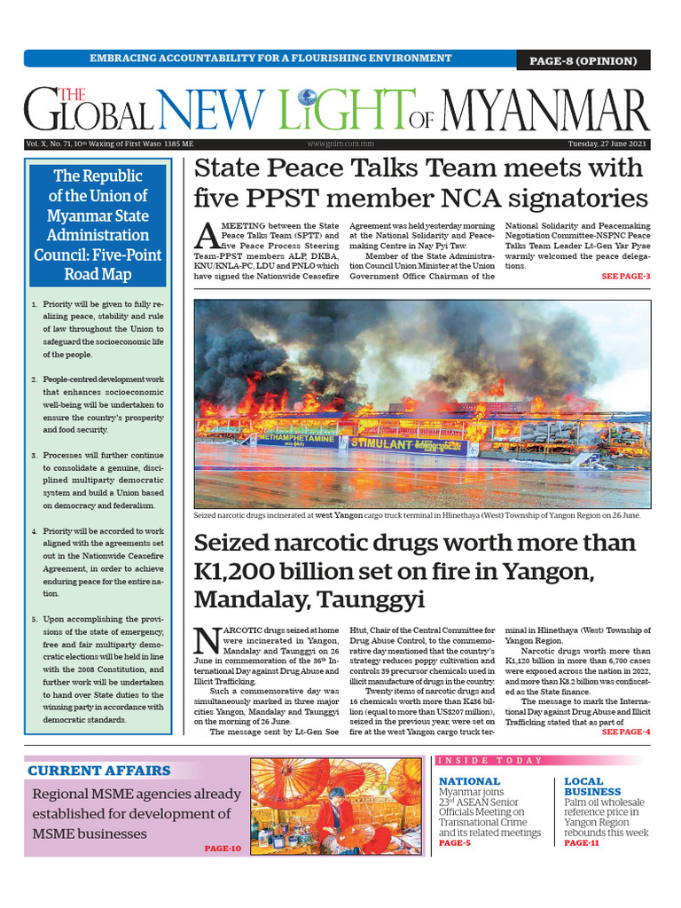 Global New Light of Myanmar 27 June 2023 1687836701135 | PDF | Myanmar