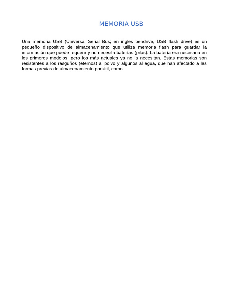 Tipos y características de memorias USB | PDF